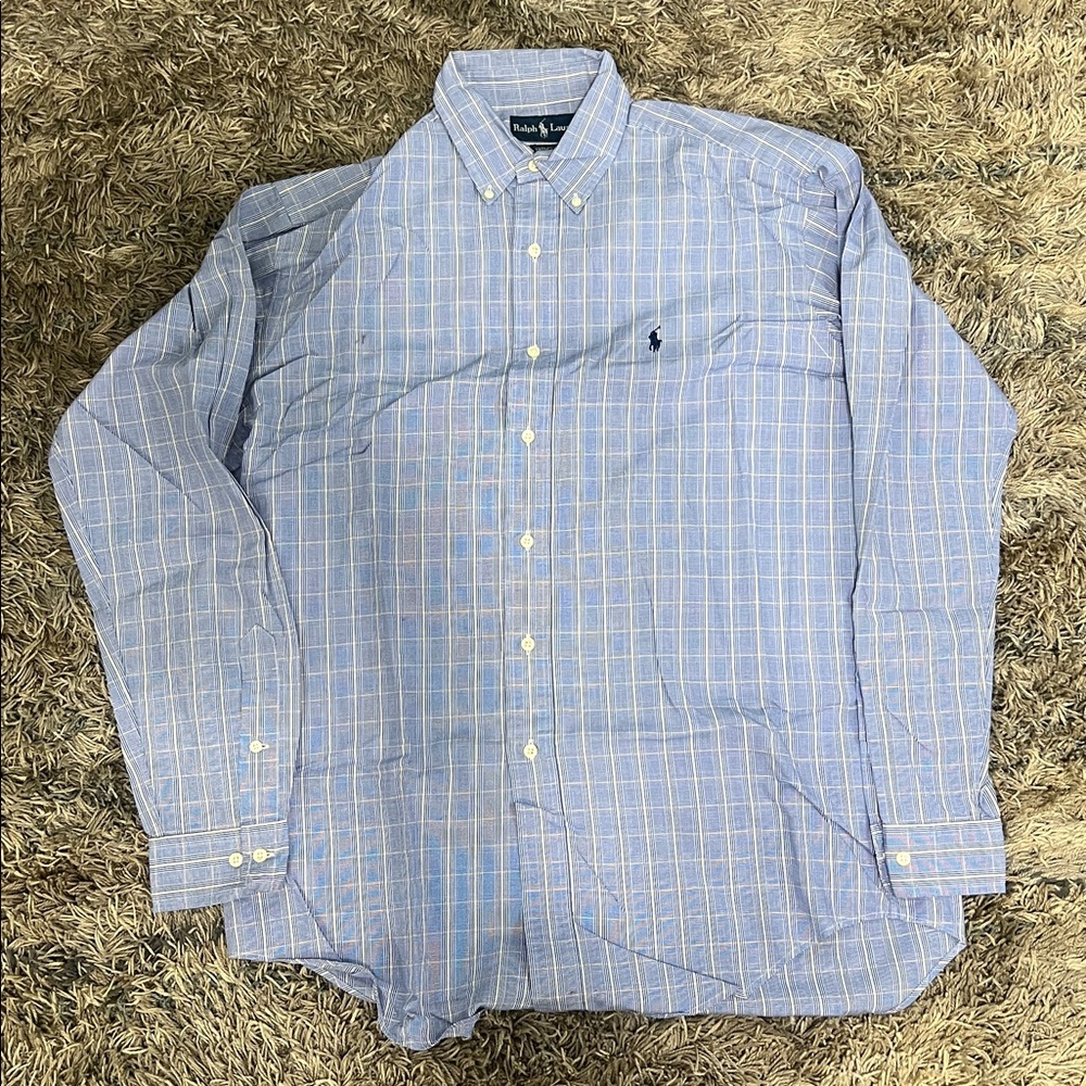 Ralph Lauren: Blue and Yellow Checkered Shirt - Long Sleeve